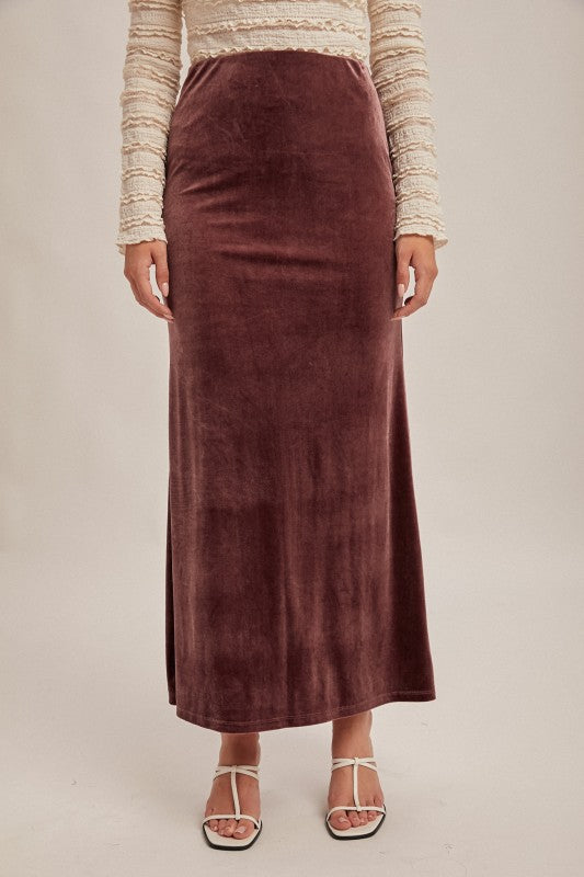 Hem & Thread Velvet Pull On Skirt - Dusty Purple