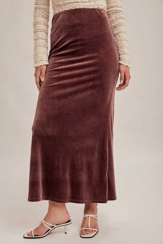 Hem & Thread Velvet Pull On Skirt - Dusty Purple