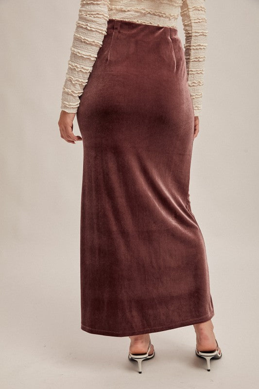 Hem & Thread Velvet Pull On Skirt - Dusty Purple