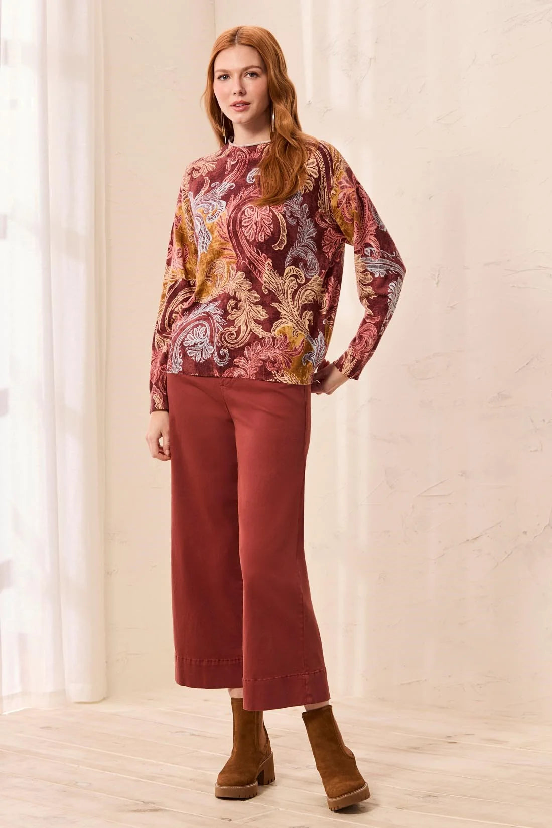 Tribal Paisley Pullover - Henna