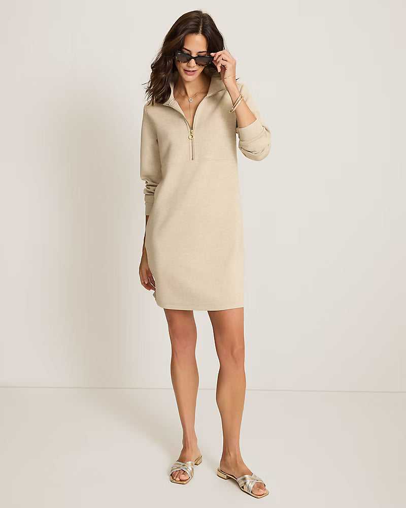 Tommy Bahama Palm Voyage Half Zip Dress - Honey Heather