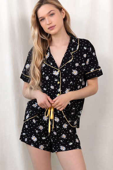 Honeydew All American Shortie Set - Black Daisies Sleepwear - Pajamas by Honeydew | Grace the Boutique