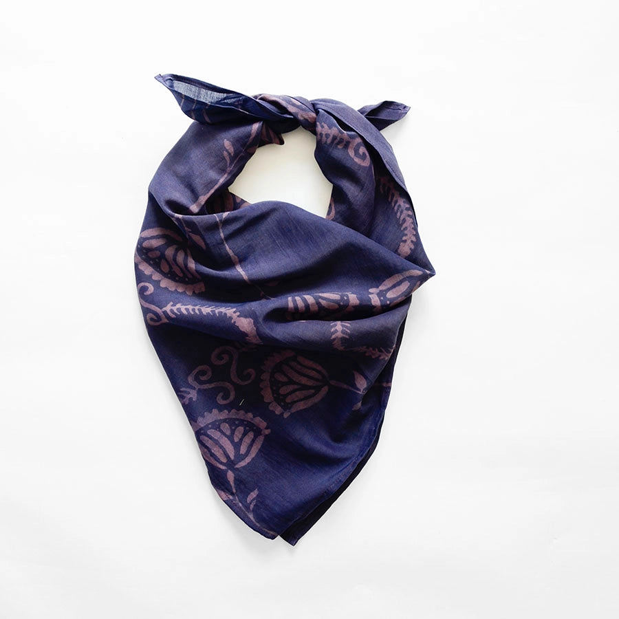 Ichcha Danish Indigo Floral Bandana Scarf