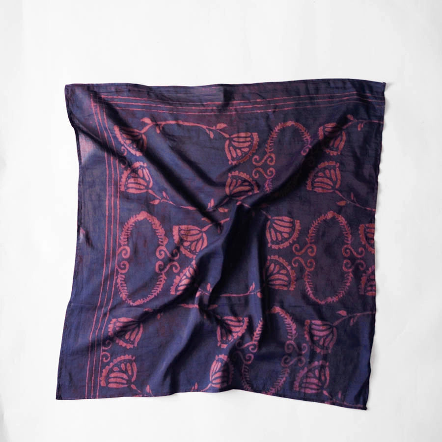Ichcha Danish Indigo Floral Bandana Scarf