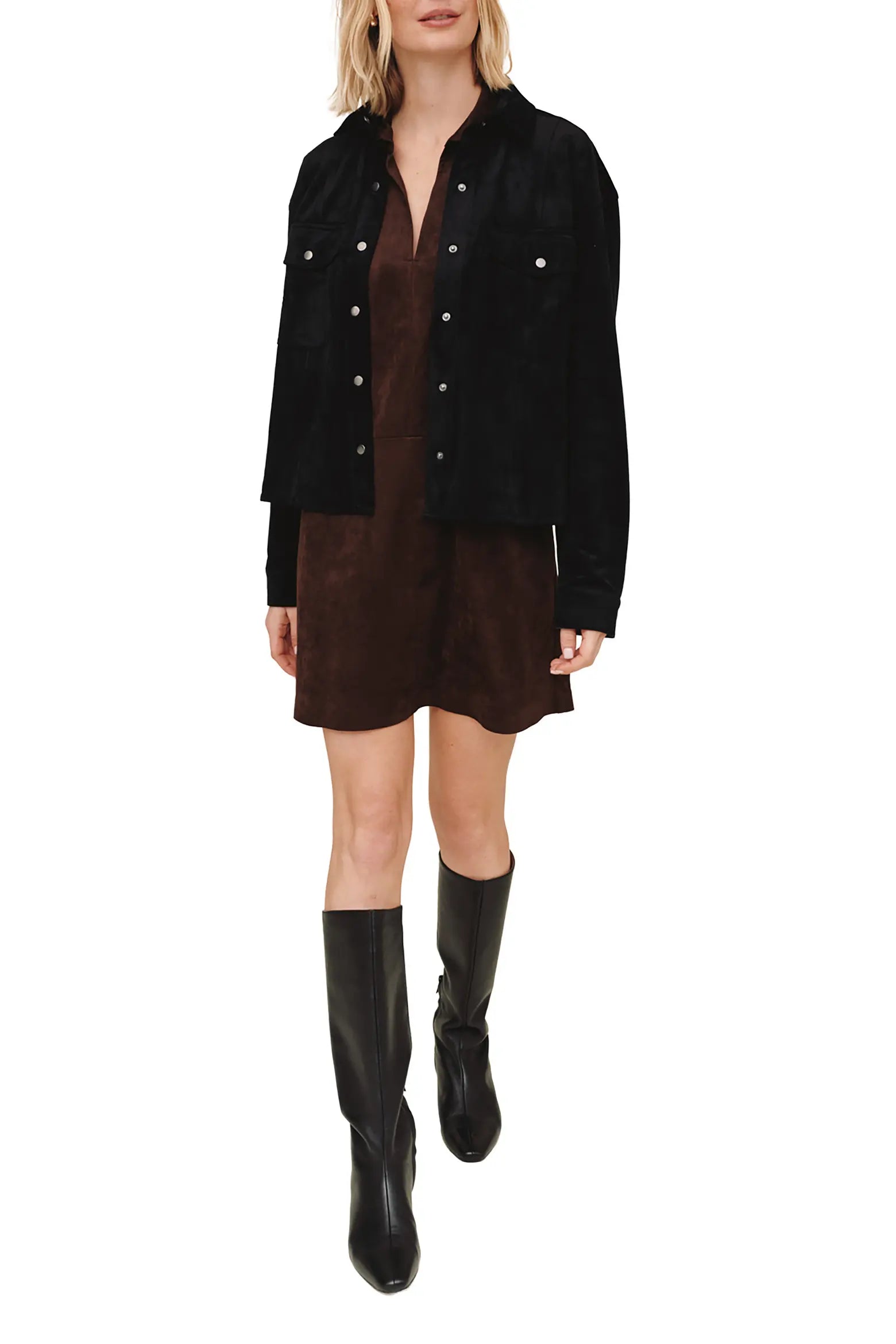Bella Dahl Seamed Pocket Shacket - Black