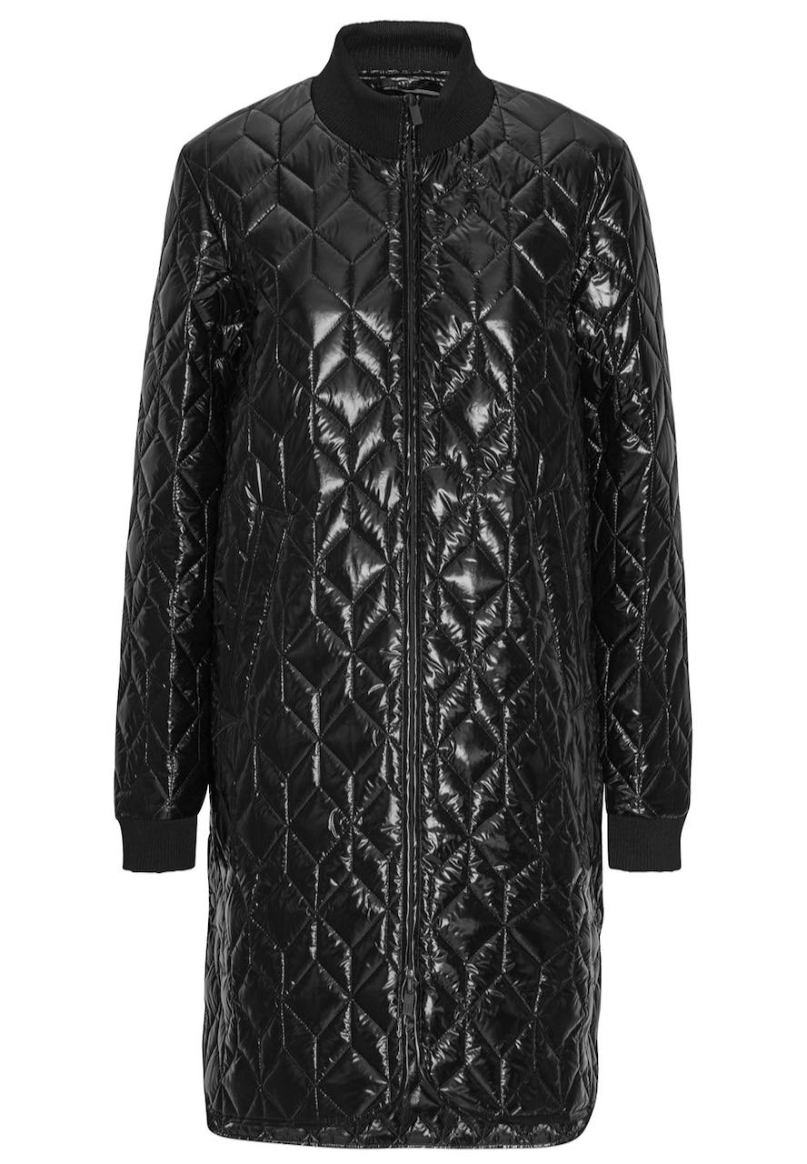 Ilse Jacobsen Glossy Quilted Coat - Black Clothing - Outerwear - Coats by Ilse Jacobsen | Grace the Boutique