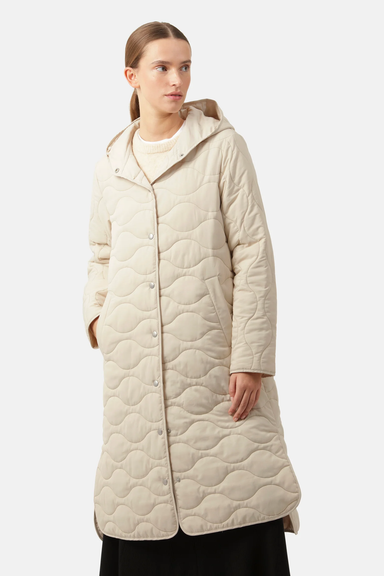 Ilse Jacobsen Long Quilt Coat - Light Sand Clothing - Outerwear - Coats by Ilse Jacobsen | Grace the Boutique