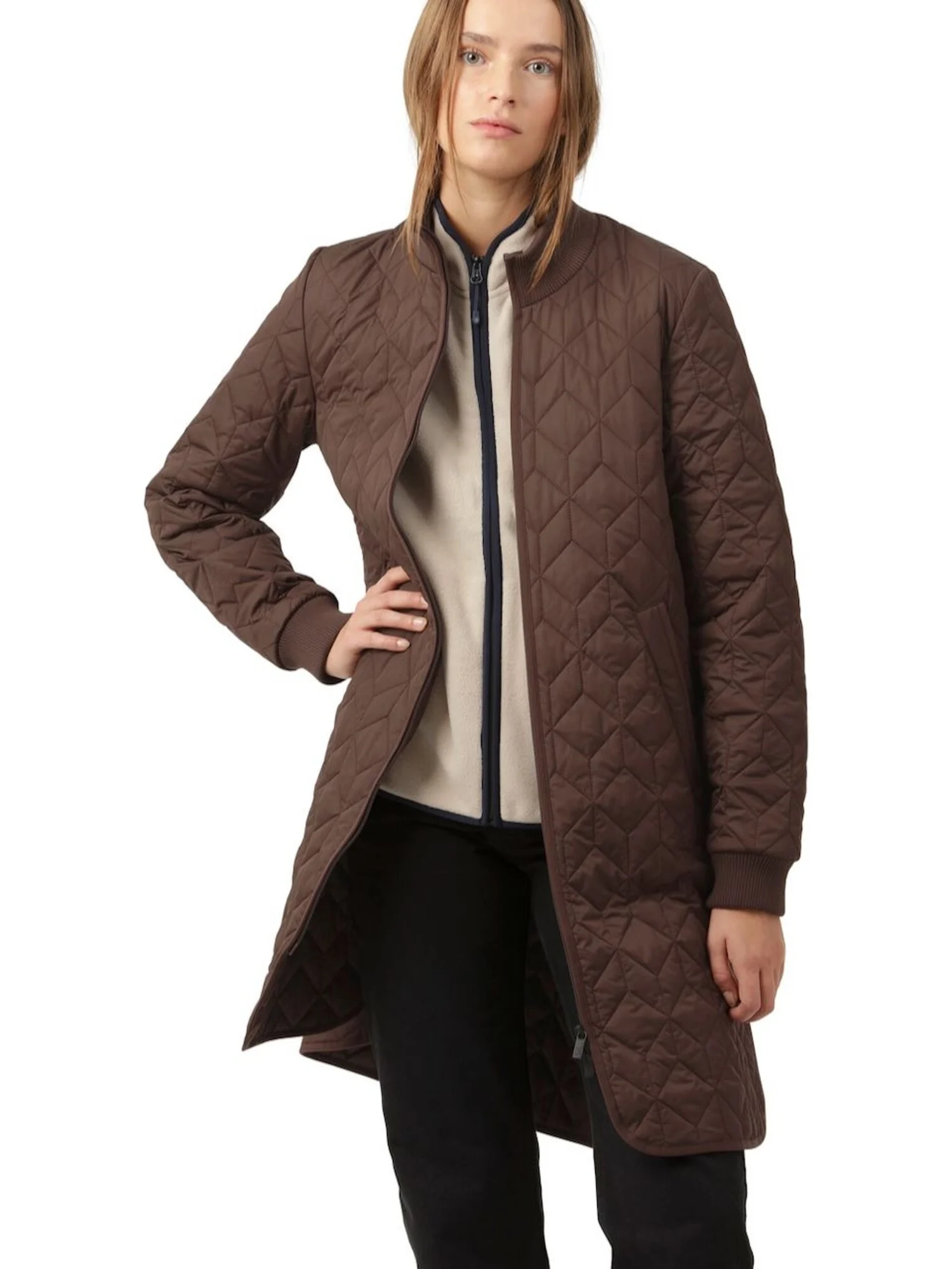 Ilse Jacobsen Long Quilt Jacket - Ebony Clothing - Outerwear - Coats by Ilse Jacobsen | Grace the Boutique