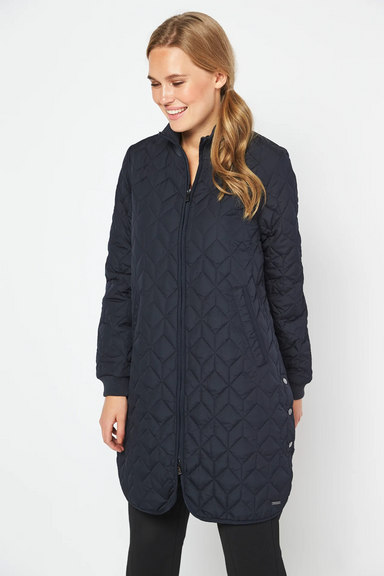 Ilse Jacobsen Quilted Coat - Navy Clothing - Outerwear - Coats by Ilse Jacobsen | Grace the Boutique