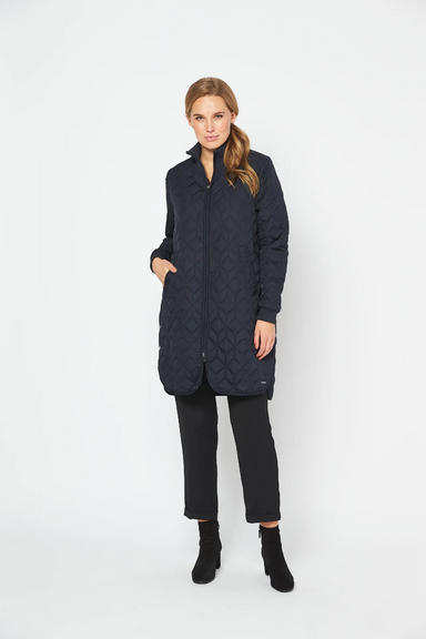 Ilse Jacobsen Quilted Coat - Navy Clothing - Outerwear - Coats by Ilse Jacobsen | Grace the Boutique