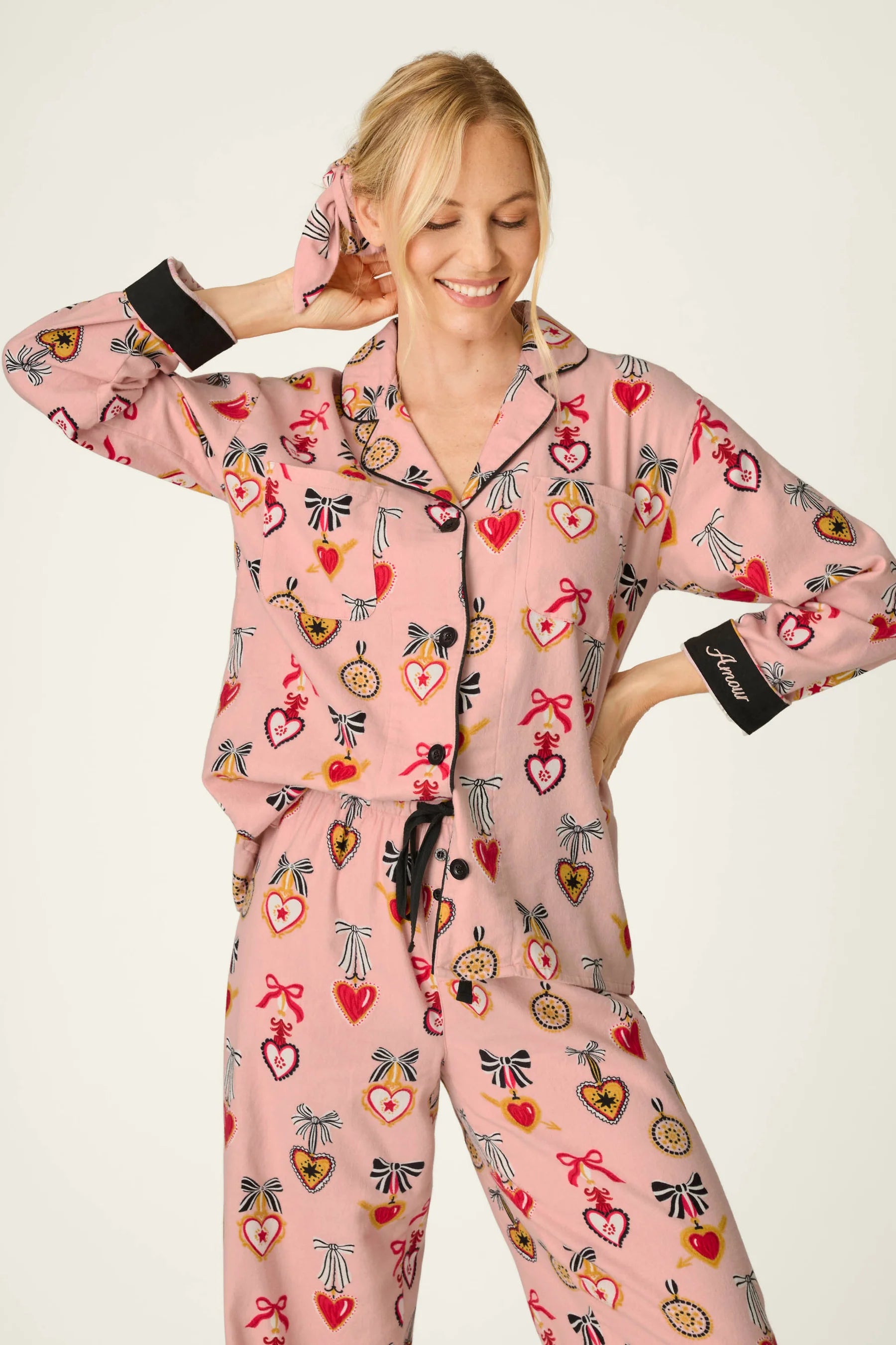 PJ Salvage Flannel PJ Set - Amour Iced Rose