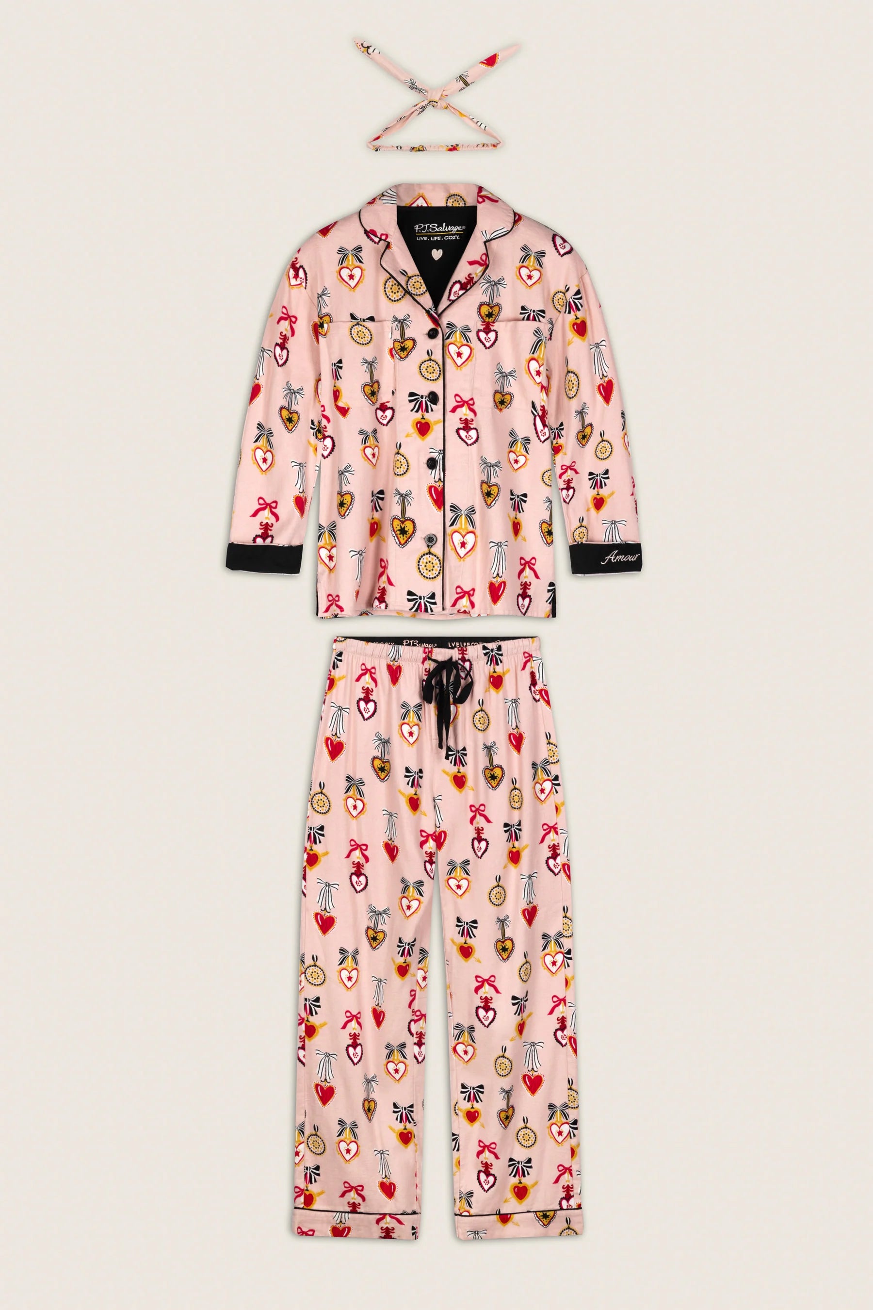 PJ Salvage Flannel PJ Set - Amour Iced Rose