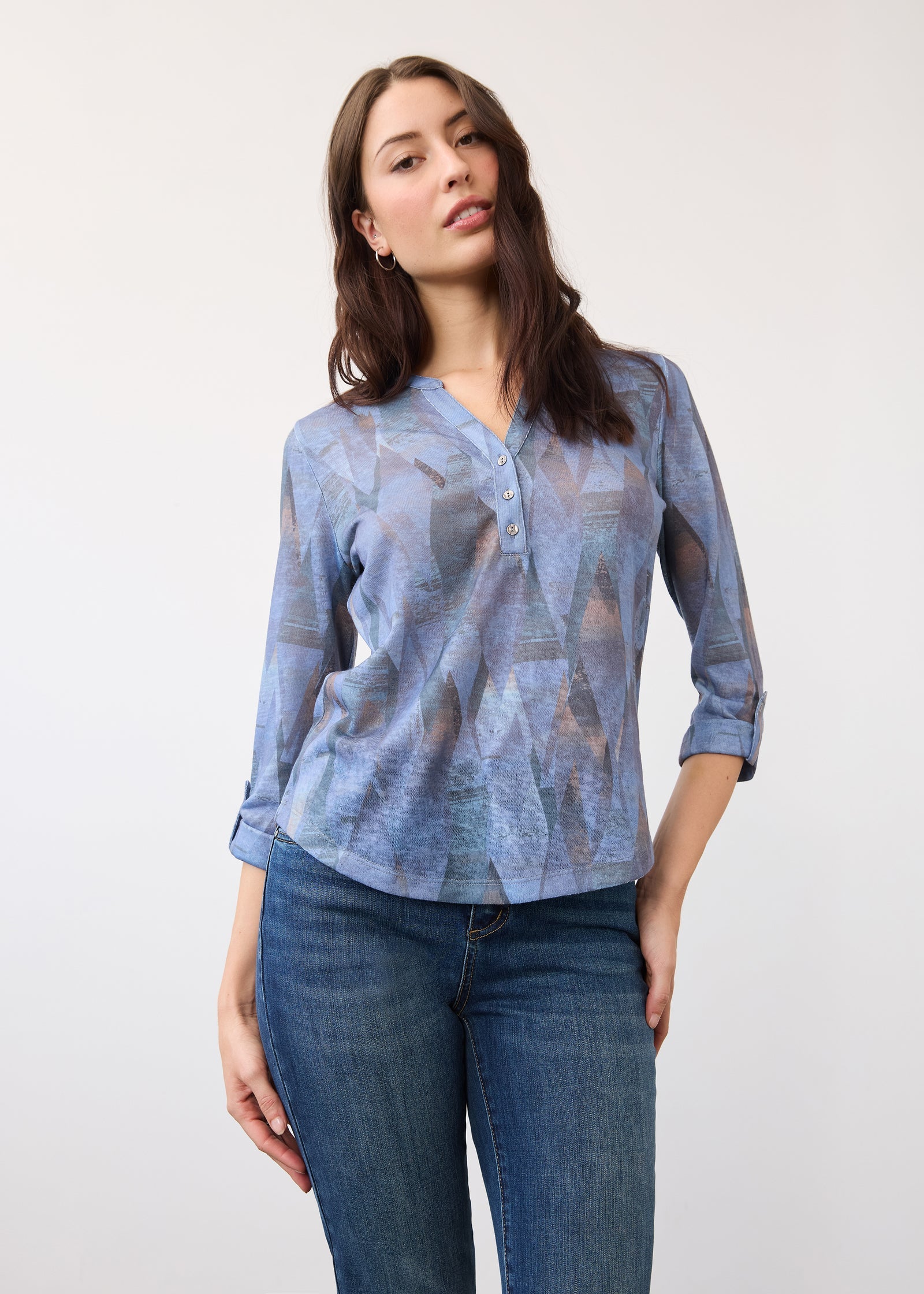 FDJ Printed Henley - Indigo Rain