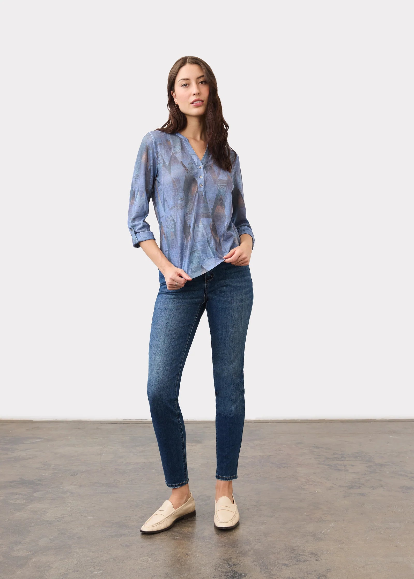 FDJ Printed Henley - Indigo Rain
