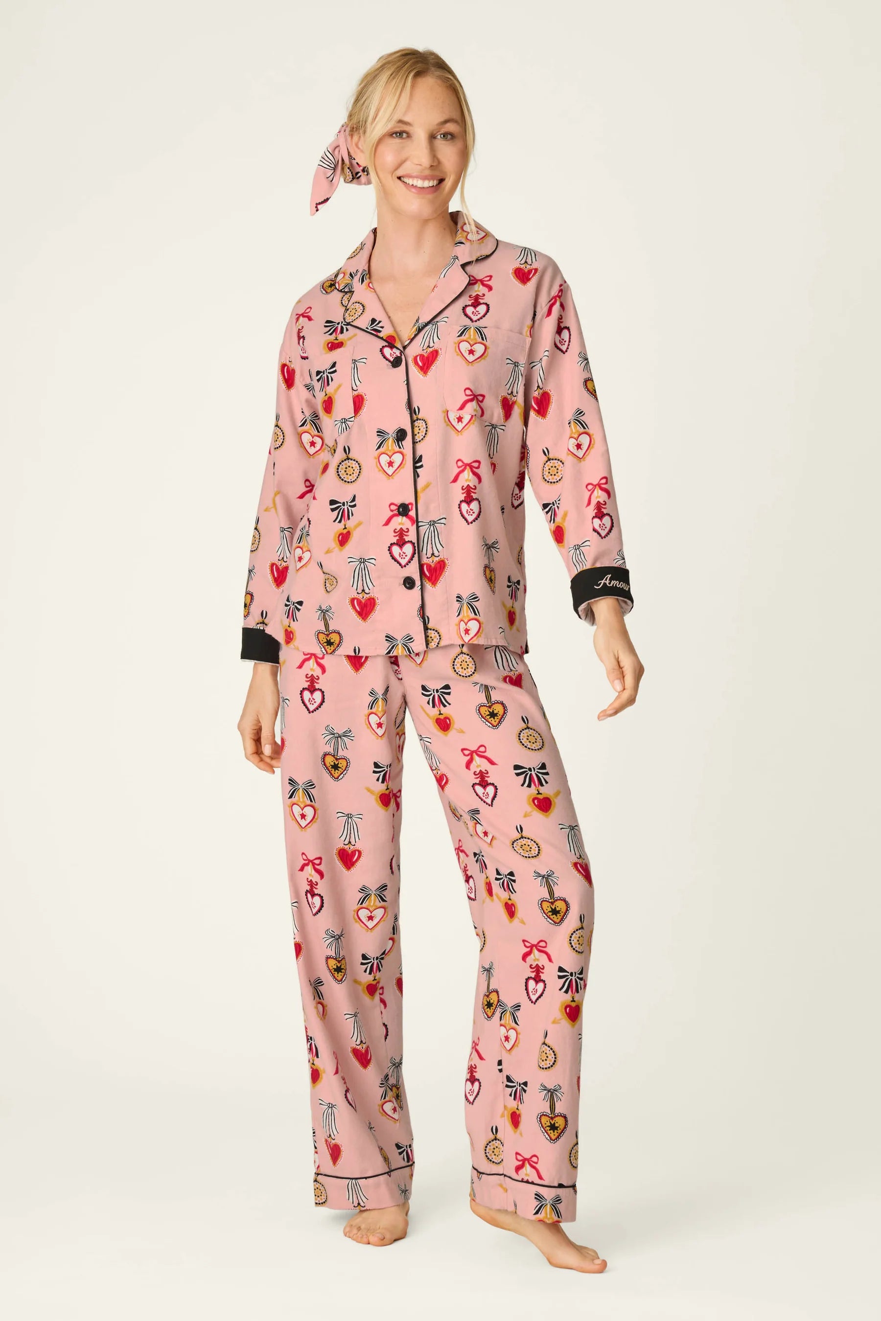 PJ Salvage Flannel PJ Set - Amour Iced Rose