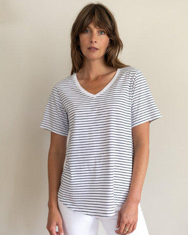 Ivy Dotty Organic Cotton T-Shirt - Navy Stripe Clothing - Tops - Shirts - SS Knits by Ivy | Grace the Boutique