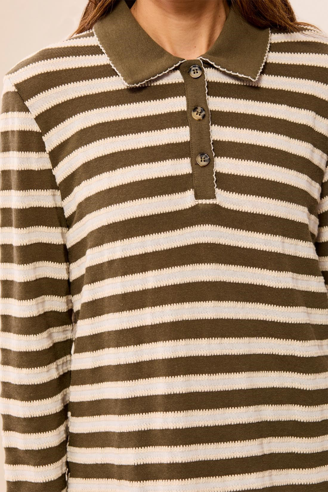 Tribal Whip Stitch Polo - Basil