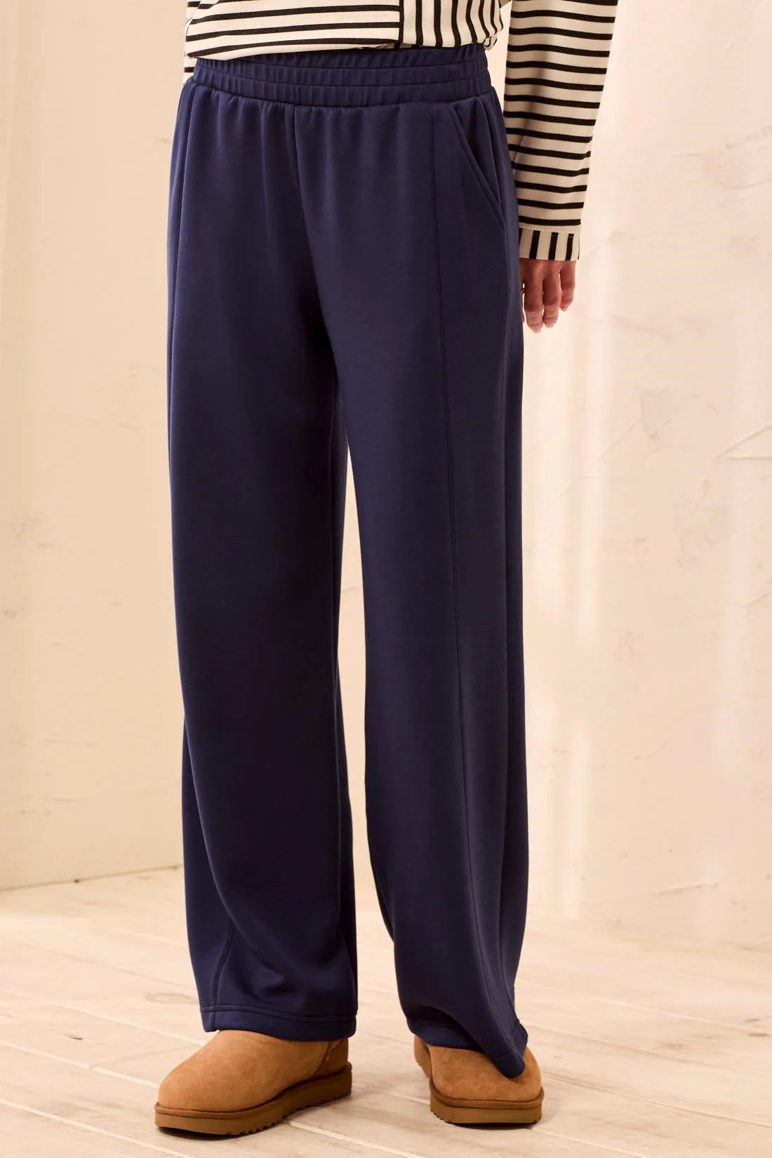 Tribal Techno Lux Wide Leg Pant - Jet Blue