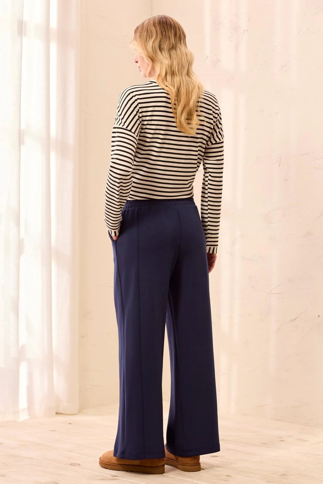 Tribal Techno Lux Wide Leg Pant - Jet Blue