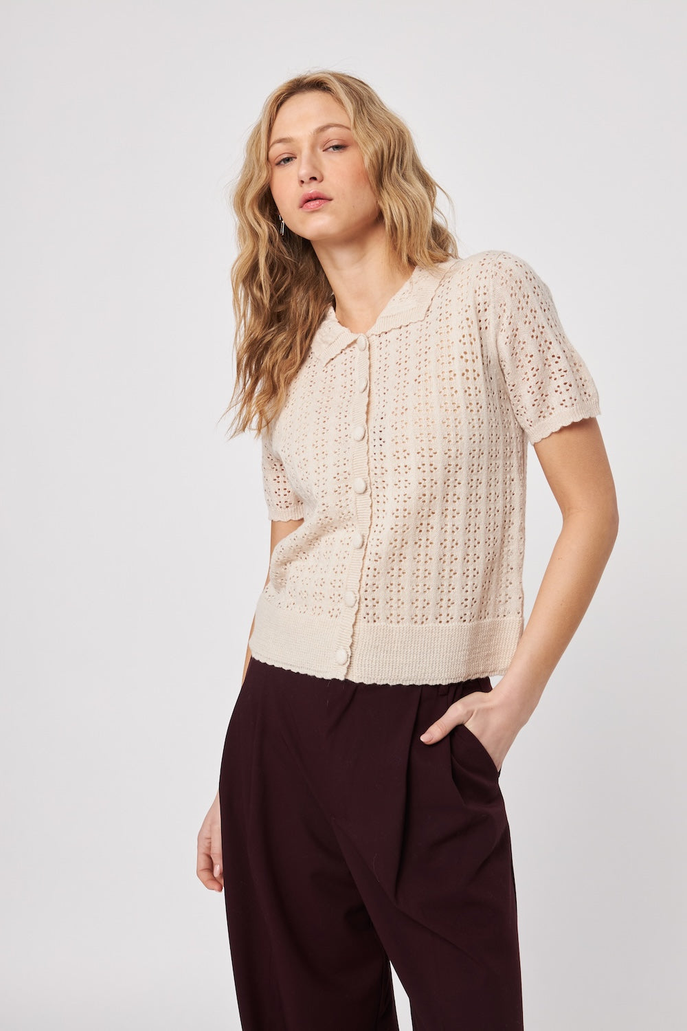 John & Jenn Crew Top - Pearl Blush