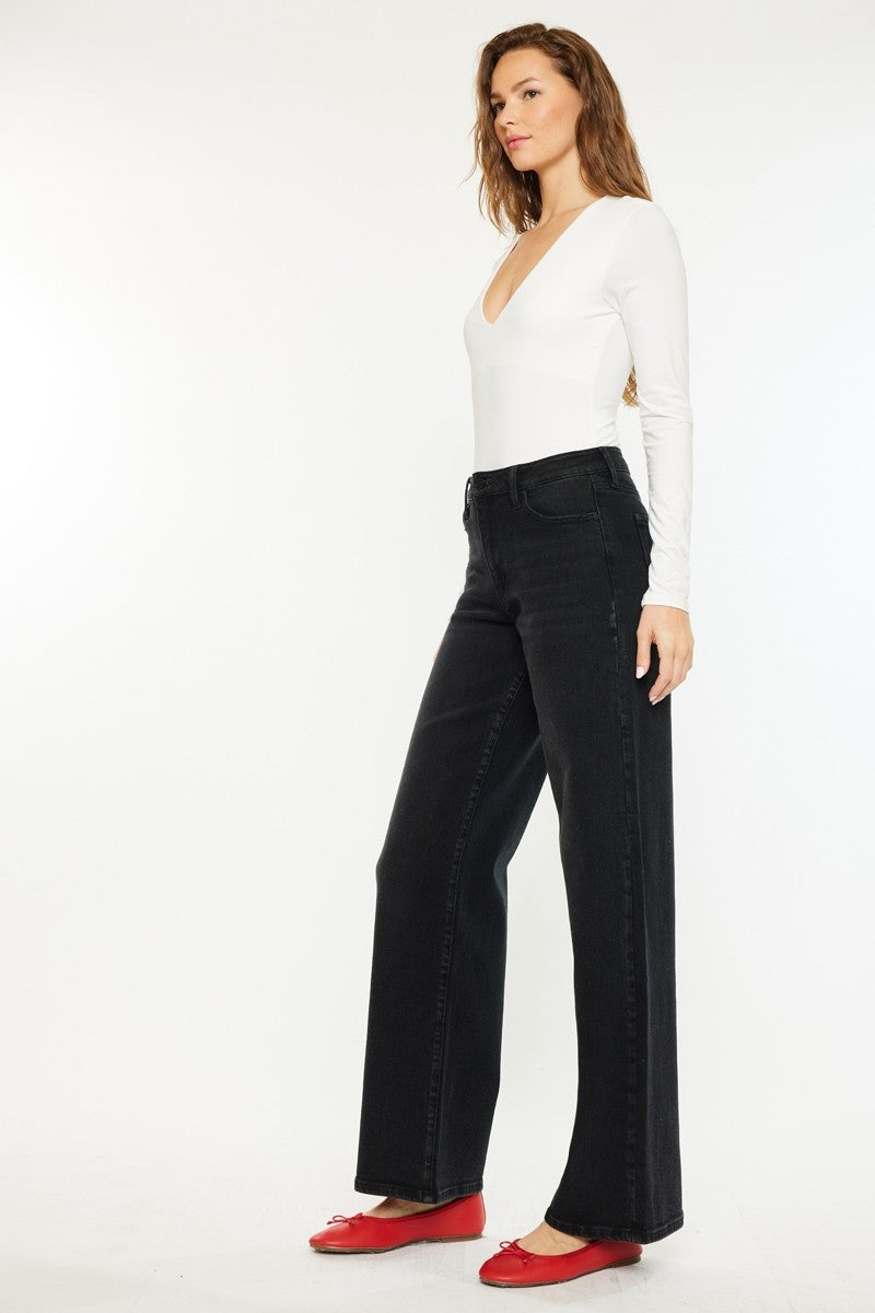 KanCan High Rise Wide Leg Jeans - Black