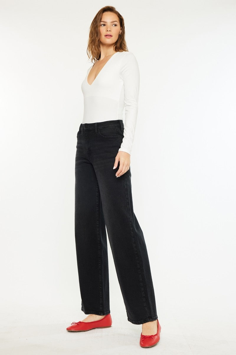 KanCan High Rise Wide Leg Jeans - Black