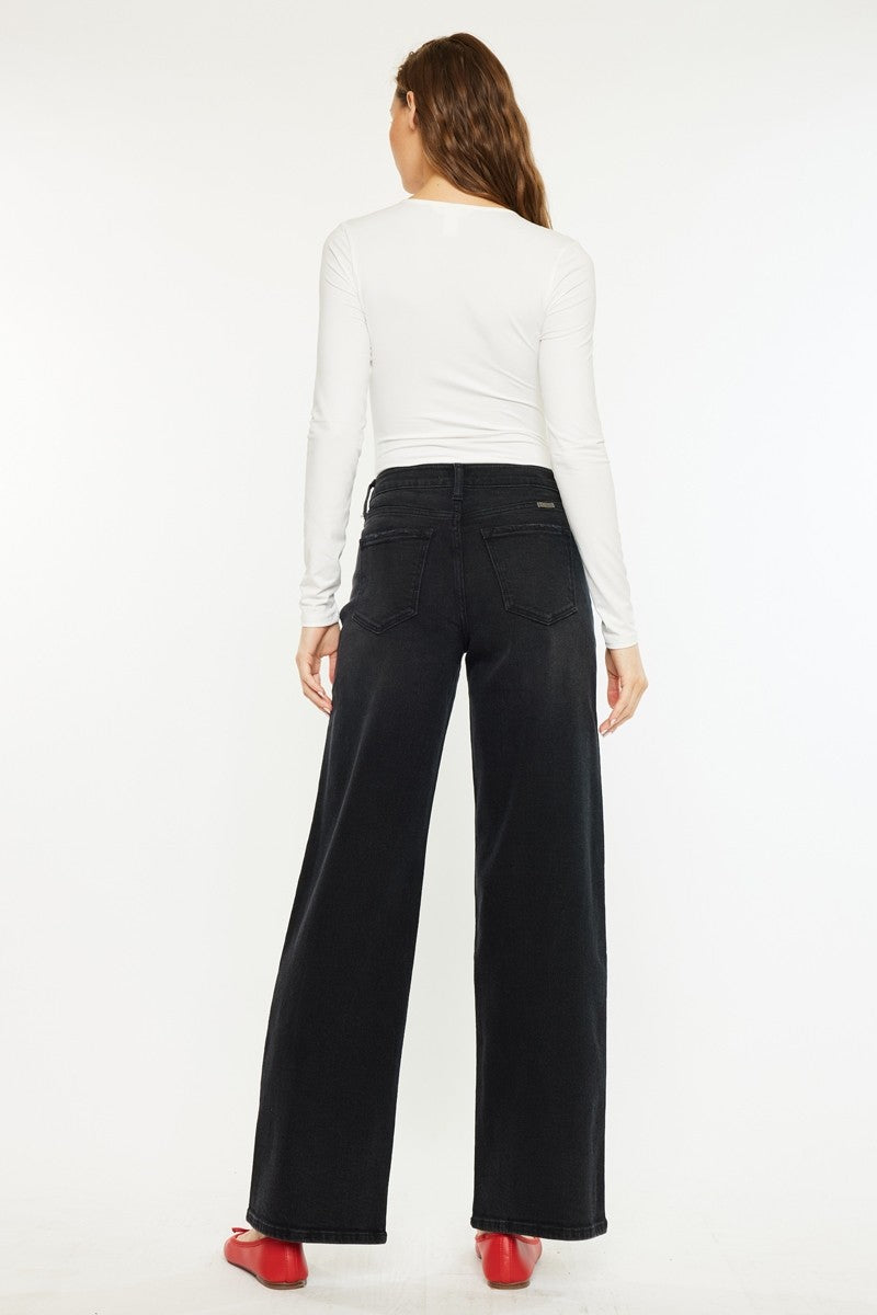 KanCan High Rise Wide Leg Jeans - Black