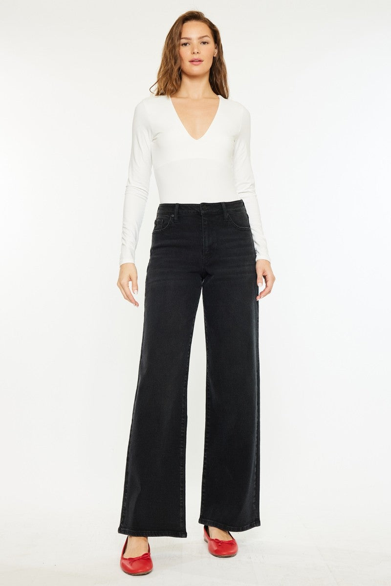 KanCan High Rise Wide Leg Jeans - Black