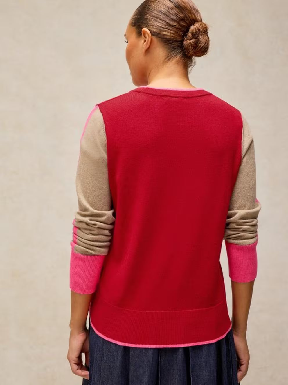 White Stuff Katie Colourblock Jumper - Red Multi