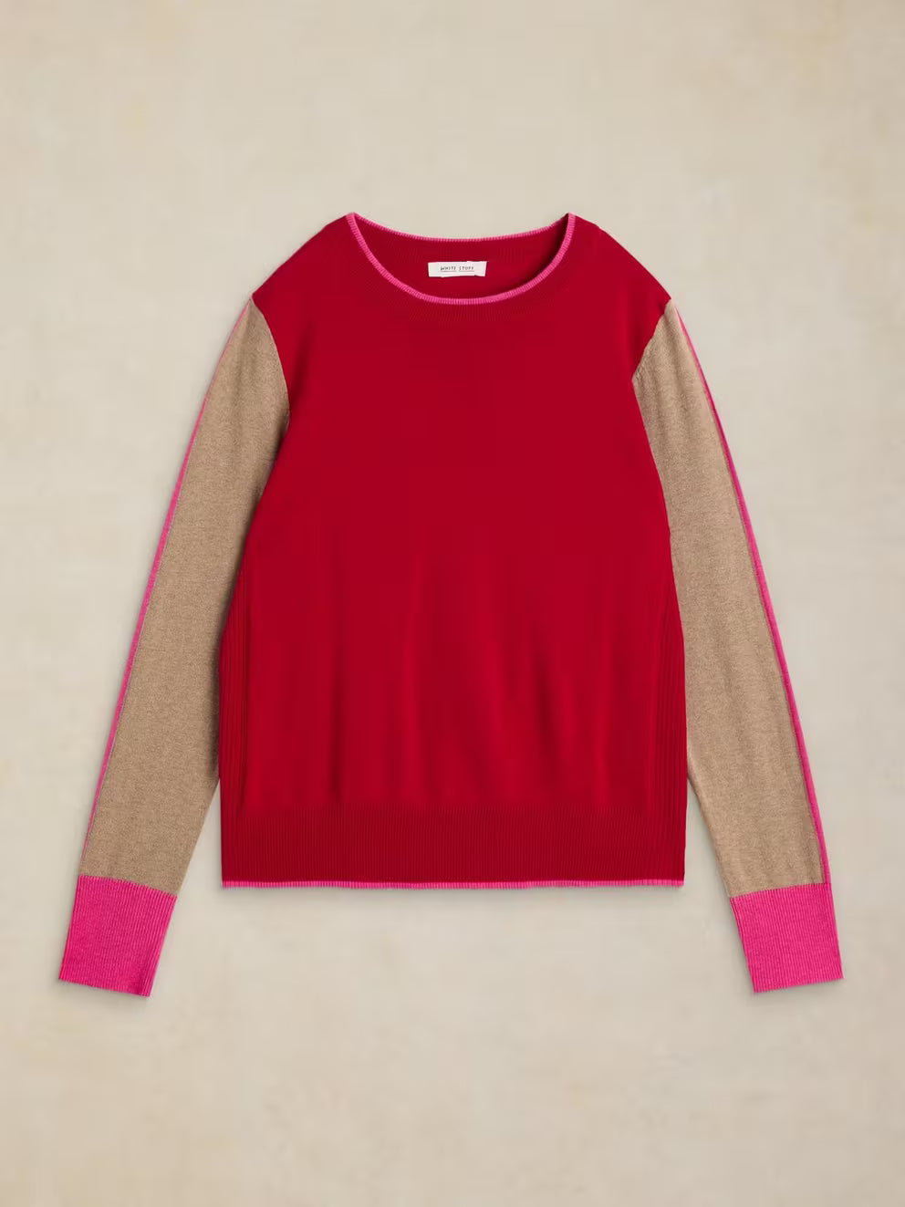 White Stuff Katie Colourblock Jumper - Red Multi