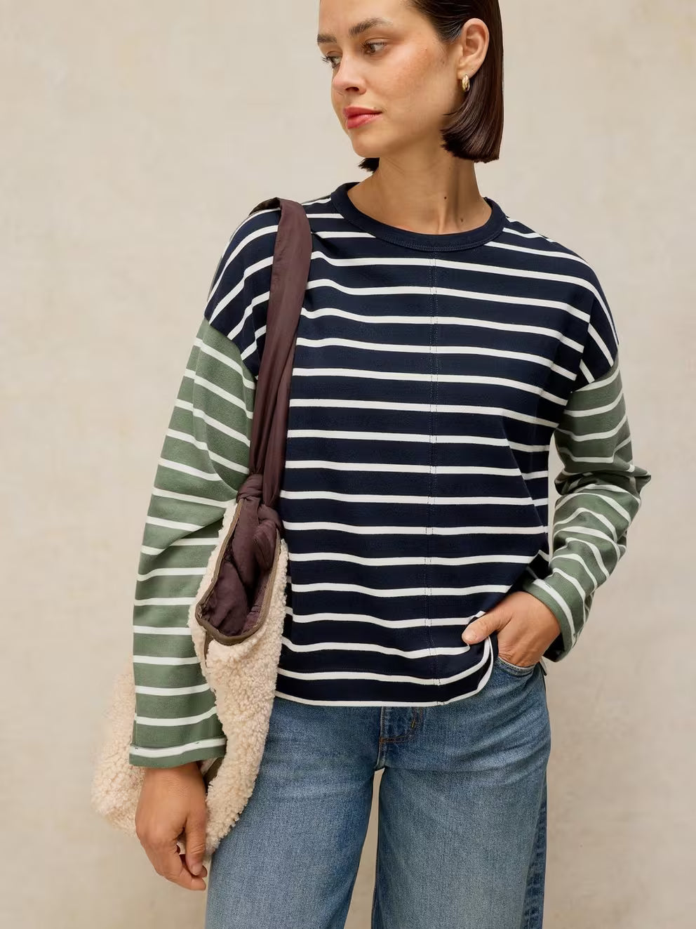 White Stuff Kim Striped LS Tee - Navy Multi