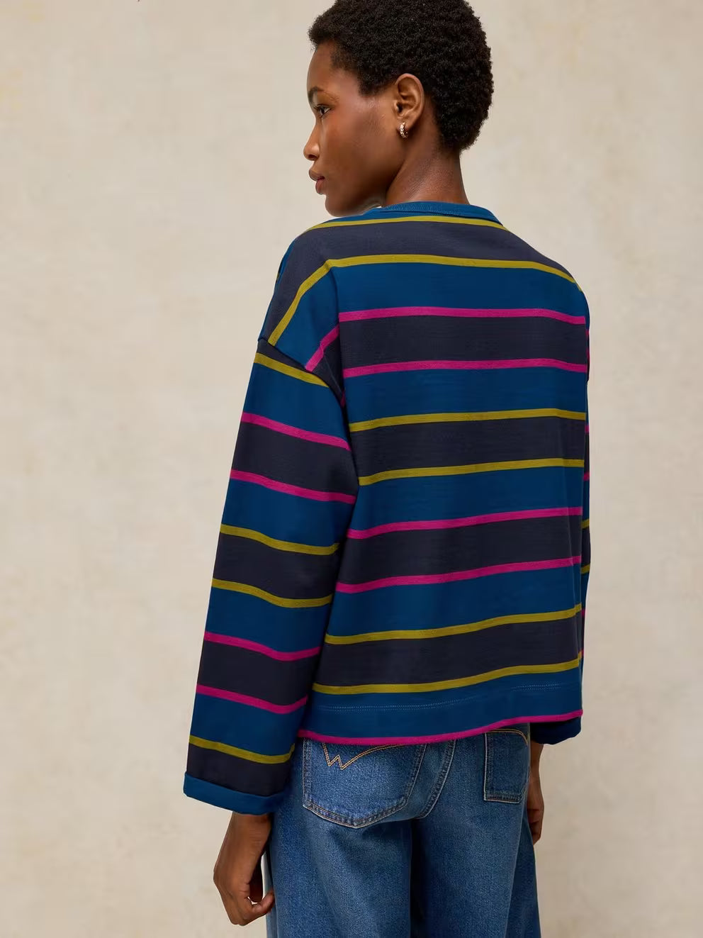 White Stuff Kim Midweight LS Tee - Navy Multi