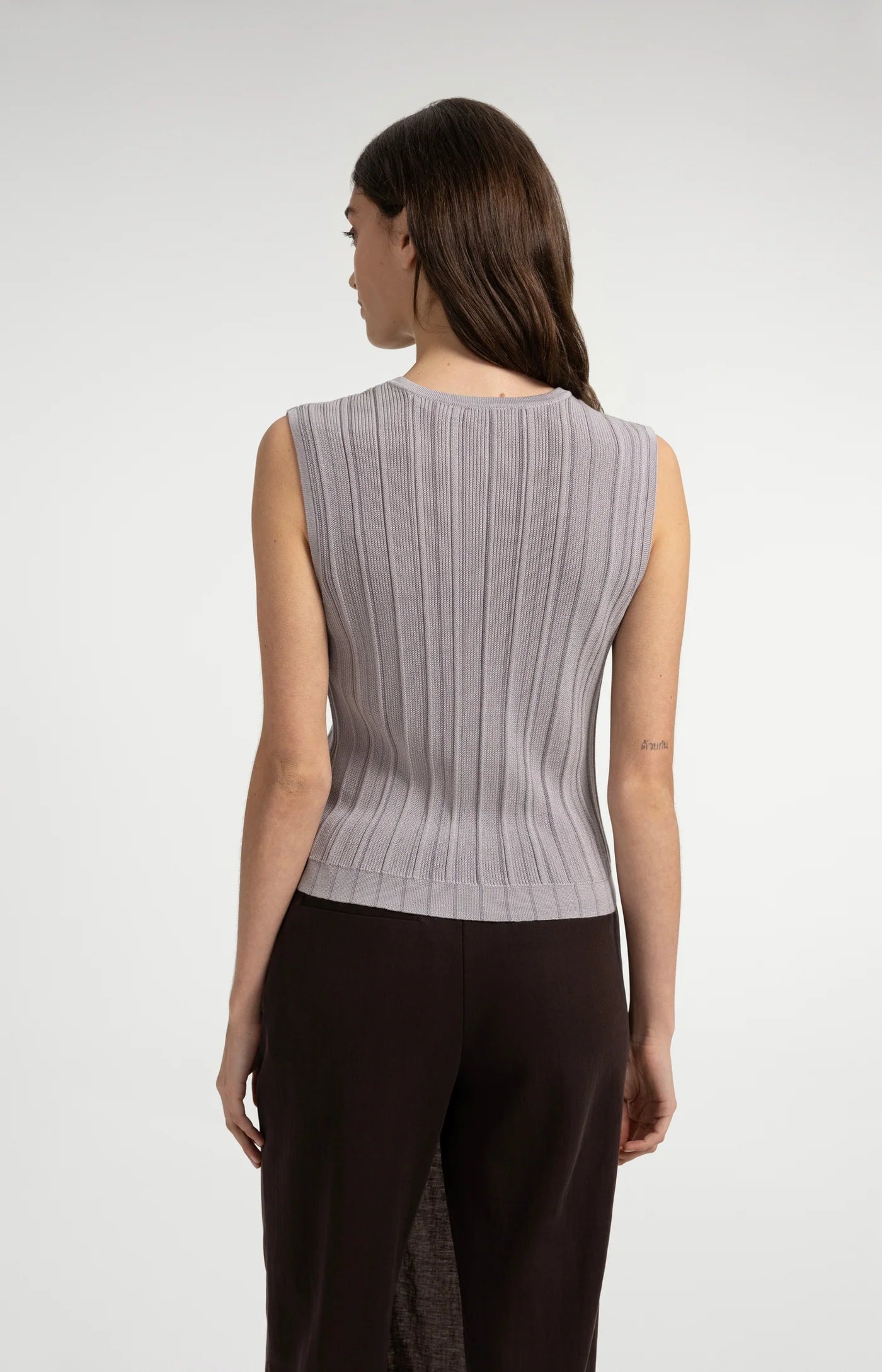 Yaya Rib Knit Vest - Alabaster Grey