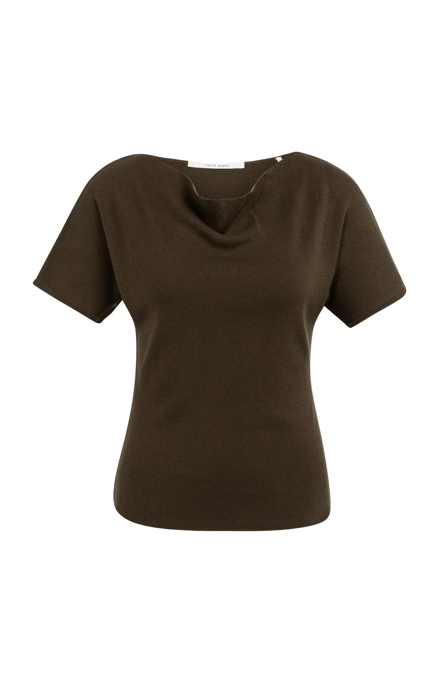 Yaya Boatneck Short Sleeved Sweater - Black Brown