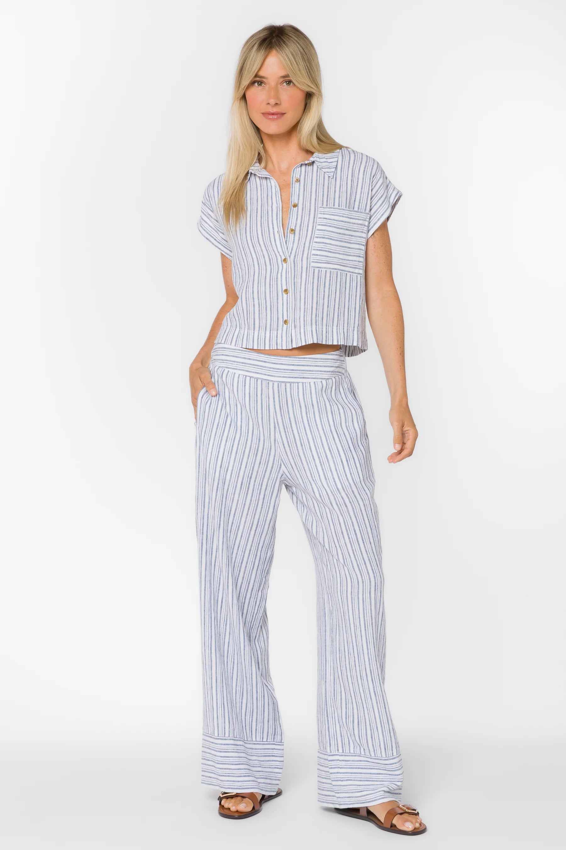 Velvet Heart Lucky Top - Washed Blue Stripe