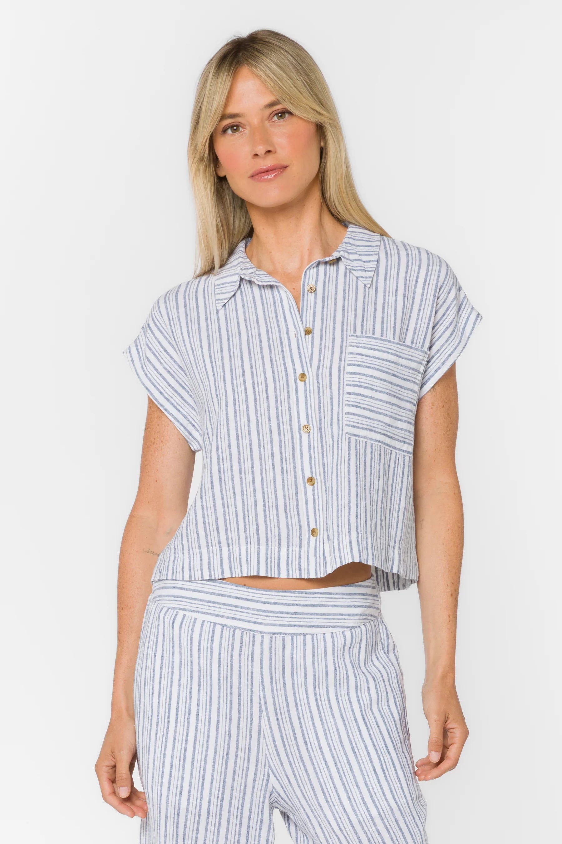 Velvet Heart Lucky Top - Washed Blue Stripe