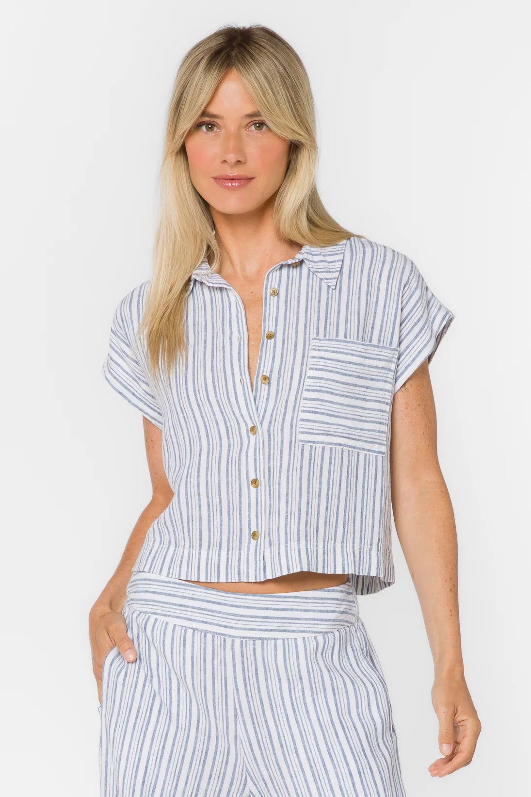 Velvet Heart Lucky Top - Washed Blue Stripe