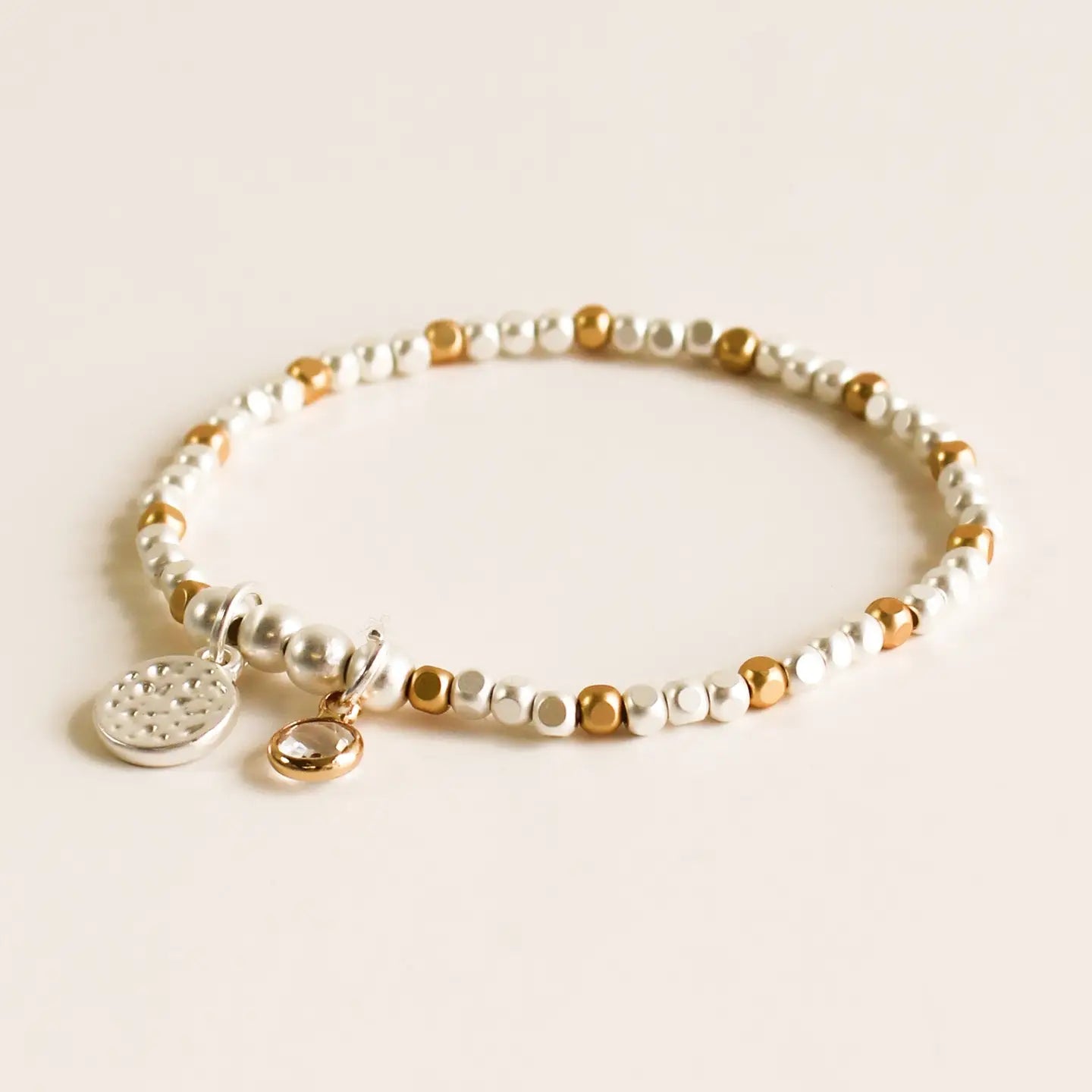 La-a SOLE Stretch Bracelet - Hammered Silver/Gold