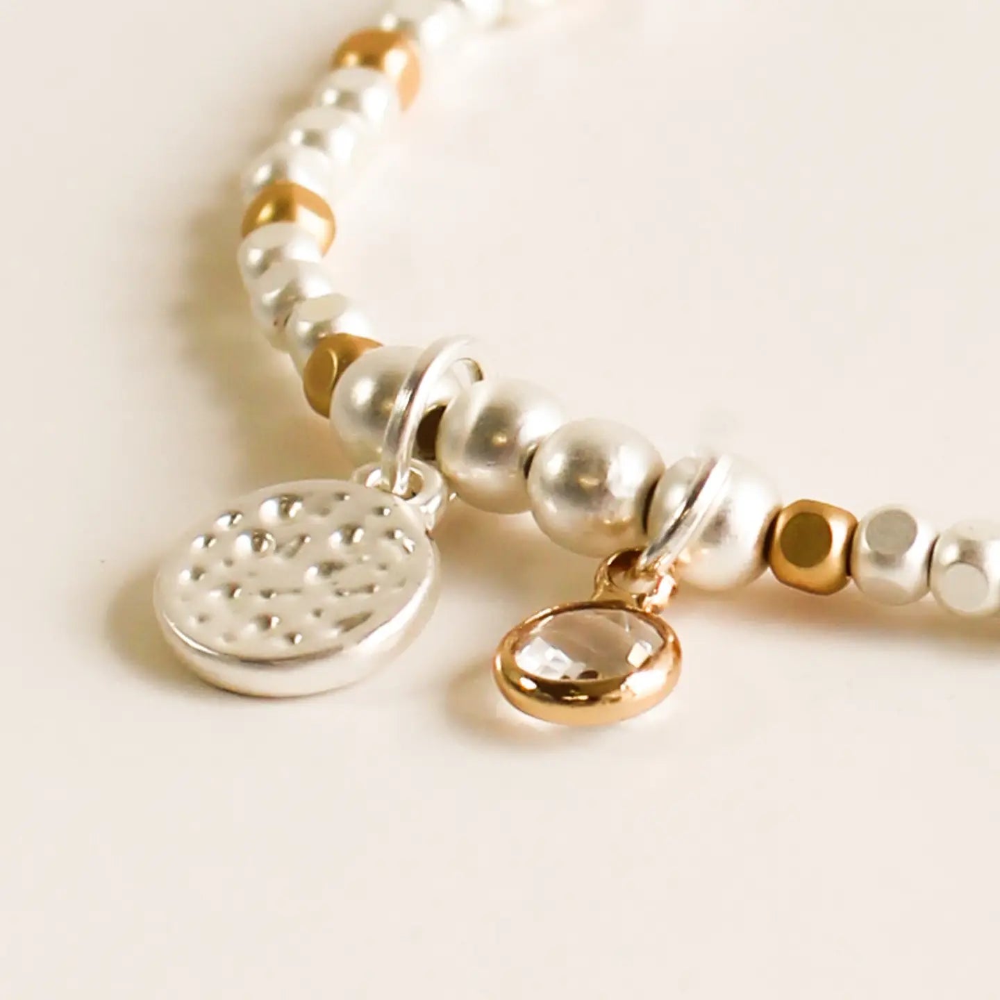 La-a SOLE Stretch Bracelet - Hammered Silver/Gold