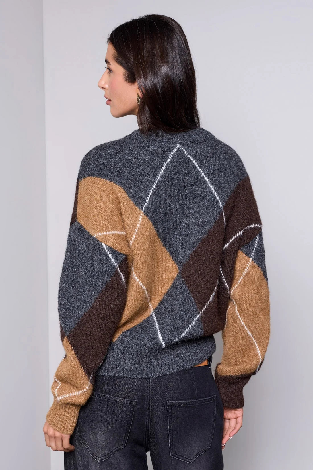 Tribal Lofty Argyle Cardi - Charcoal