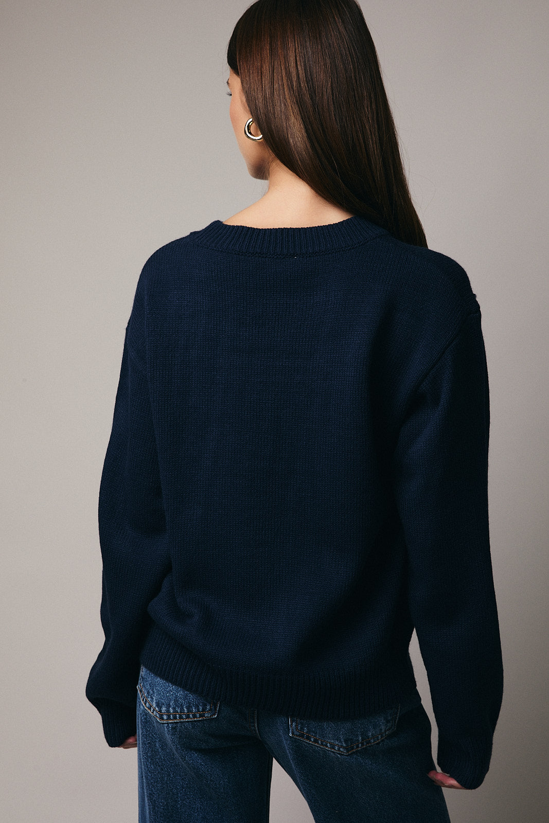 Le Lis Holiday Wreath Sweater - Navy