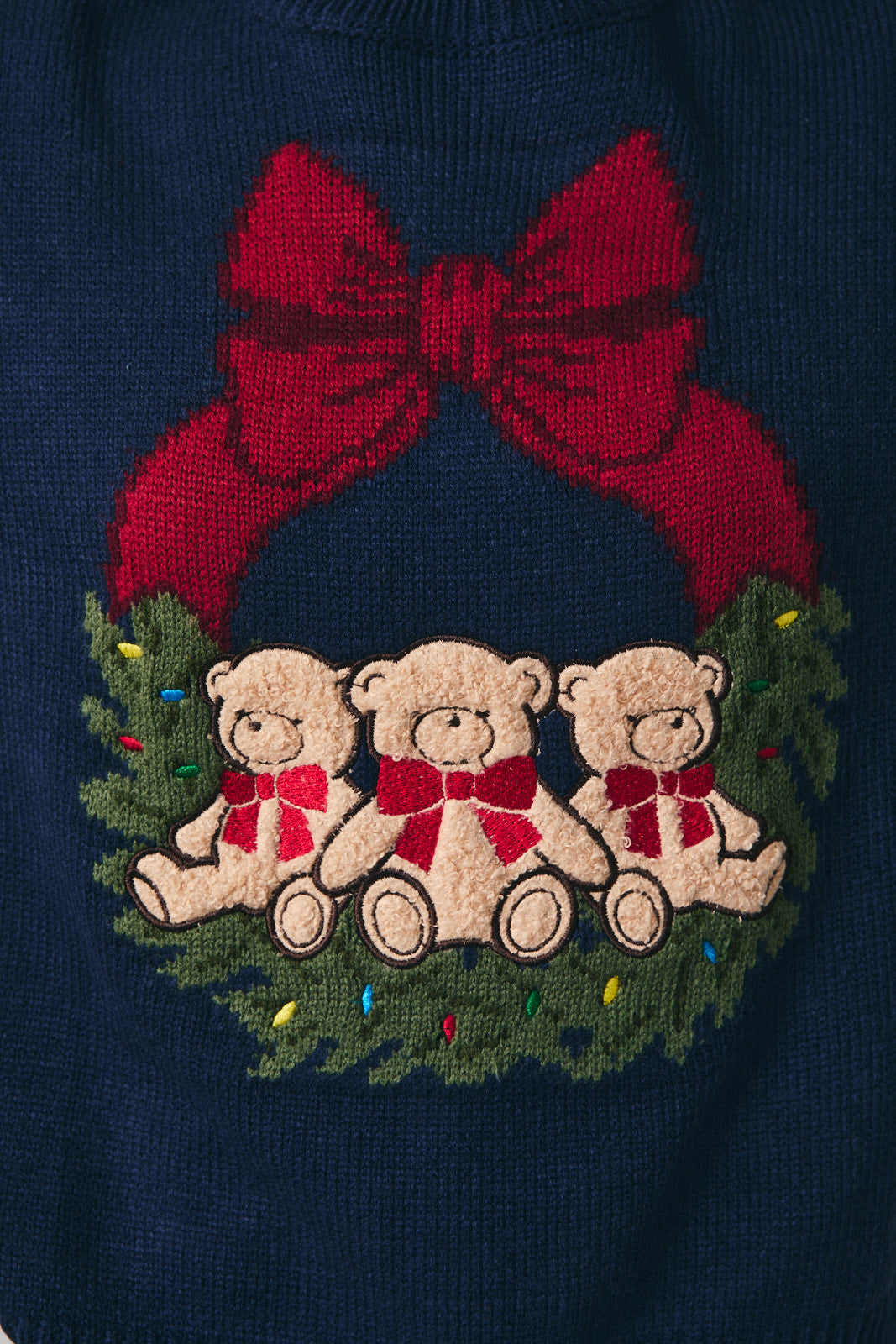 Le Lis Holiday Wreath Sweater - Navy