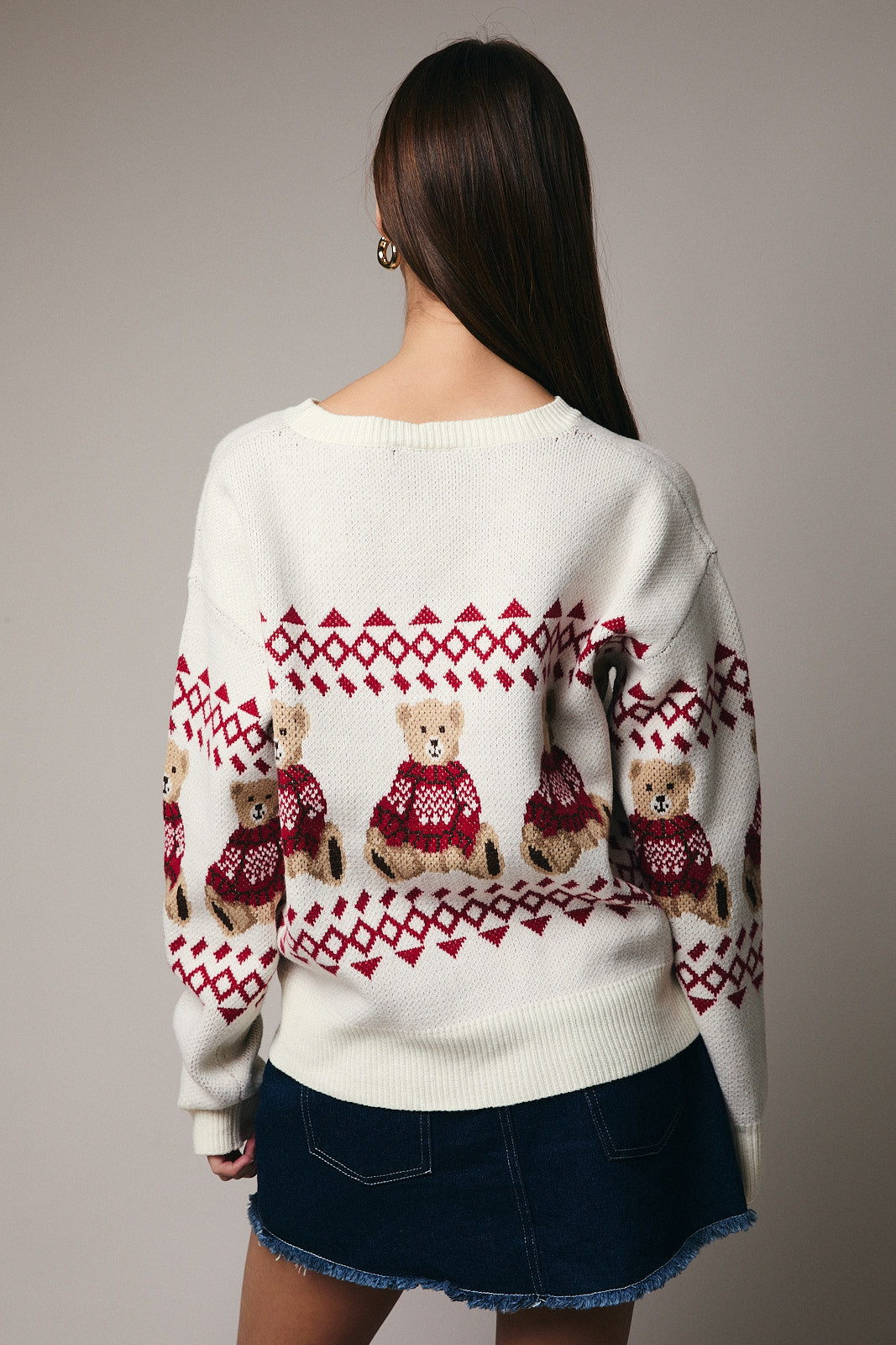 Le Lis Winter Bear Fair Isle Sweater - Cream