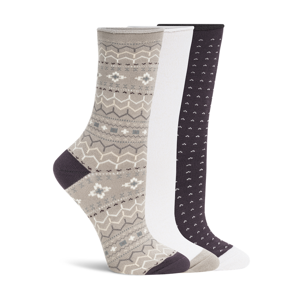 Lemon 3 Pack Polytam Crew Sock - Purple/Brown Accessories - Other Accessories - Socks by Lemon | Grace the Boutique