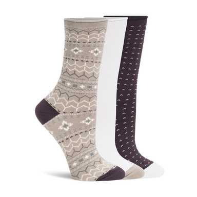 Lemon 3 Pack Polytam Crew Sock - Purple/Brown Accessories - Other Accessories - Socks by Lemon | Grace the Boutique