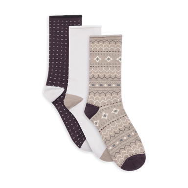 Lemon 3 Pack Polytam Crew Sock - Purple/Brown Accessories - Other Accessories - Socks by Lemon | Grace the Boutique