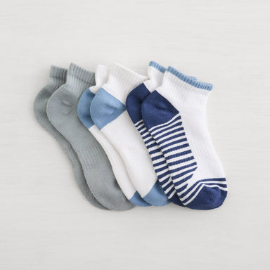 Lemon 3 Pack Terry Quarter Crew - Blue/Grey Accessories - Other Accessories - Socks by Lemon | Grace the Boutique