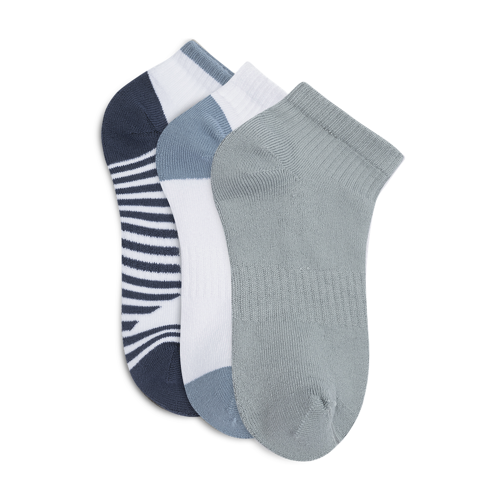 Lemon 3 Pack Terry Quarter Crew - Blue/Grey Accessories - Other Accessories - Socks by Lemon | Grace the Boutique