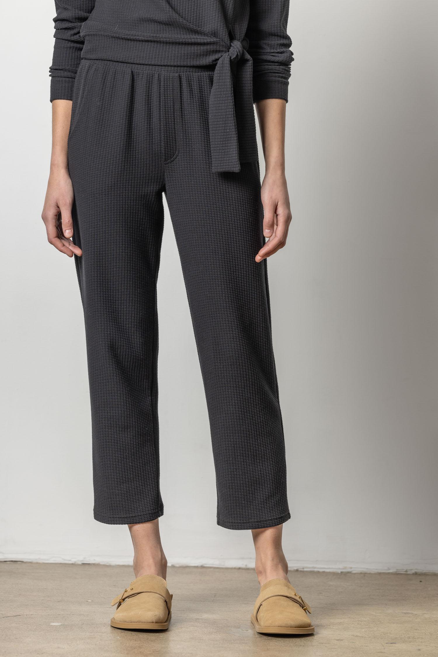 Lilla P Straight Waffle Pant - Black Clothing - Bottoms - Pants - Casual by Lilla P | Grace the Boutique