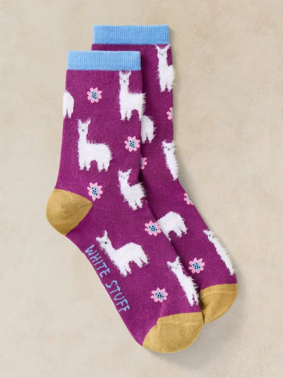 White Stuff Fluffy Llama Ankle Sock - Purple